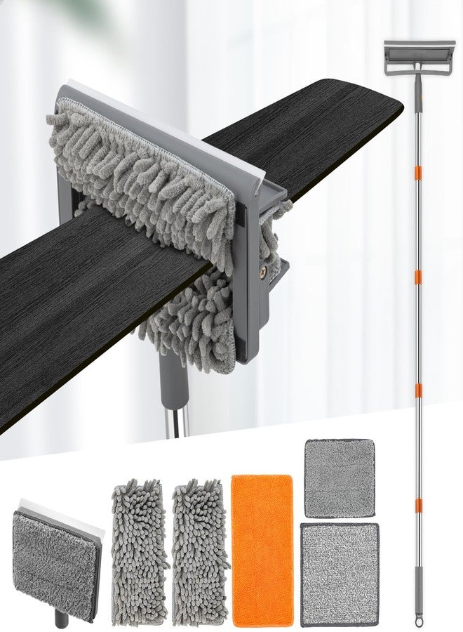 CALBEAU Ceiling Fan Cleaner Duster with 84'' Extension Pole, Baseboard Cleaner Tool with Handle, Reusable Chenille & Microfiber Pads for Dusting Ceiling Fan Baseboard Wall Window Floor - Image 1